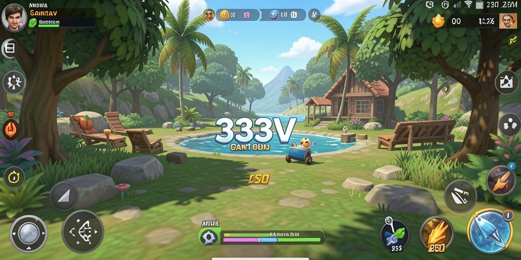 Tampilan gameplay <strong>333V</strong> yang lucu dan penuh warna.