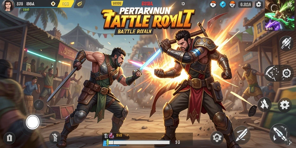 Screenshot gameplay <strong>898A</strong> yang penuh aksi dalam pertempuran Battle Royale.