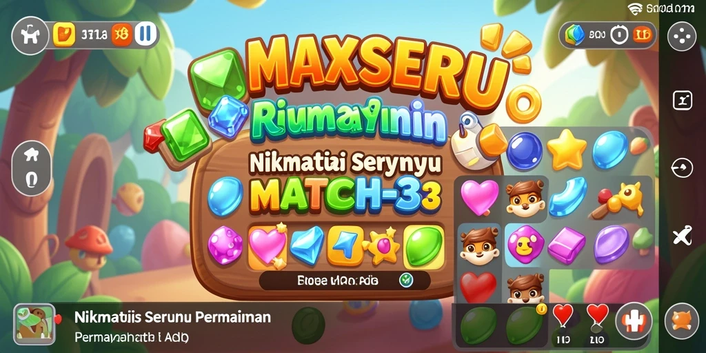 Gameplay seru dengan tantangan match-3 yang berwarna-warni.