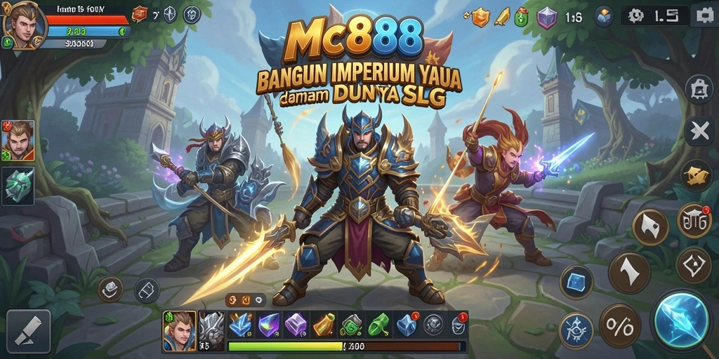 Tangkapan layar gameplay MC888 yang menunjukkan strategi pembangunan kerajaan.