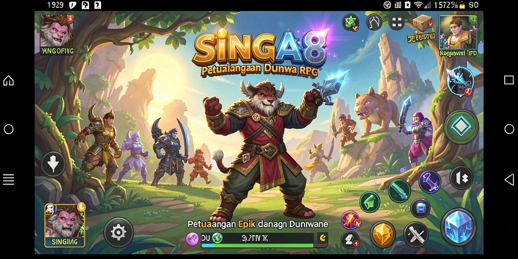 Screenshot SINGA8 menampilkan aksi pertempuran seru dalam dunia RPG.