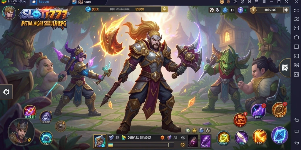 Tangkapan layar menunjukkan pertarungan intens dalam dunia ARPG SLOT777.